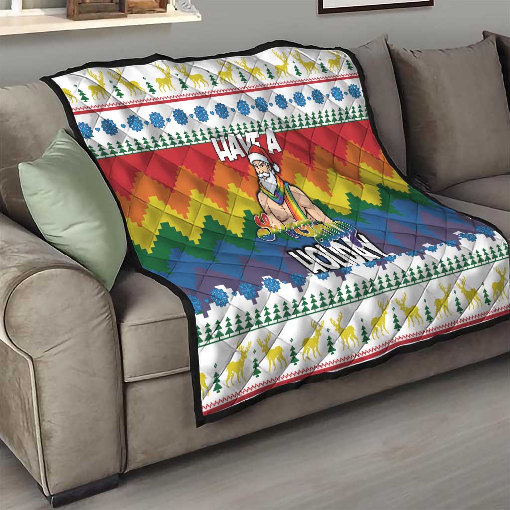 Have A Super Gay Holiday Christmas Quilt Xmas Holiday Patterns - Wonder Print Shop