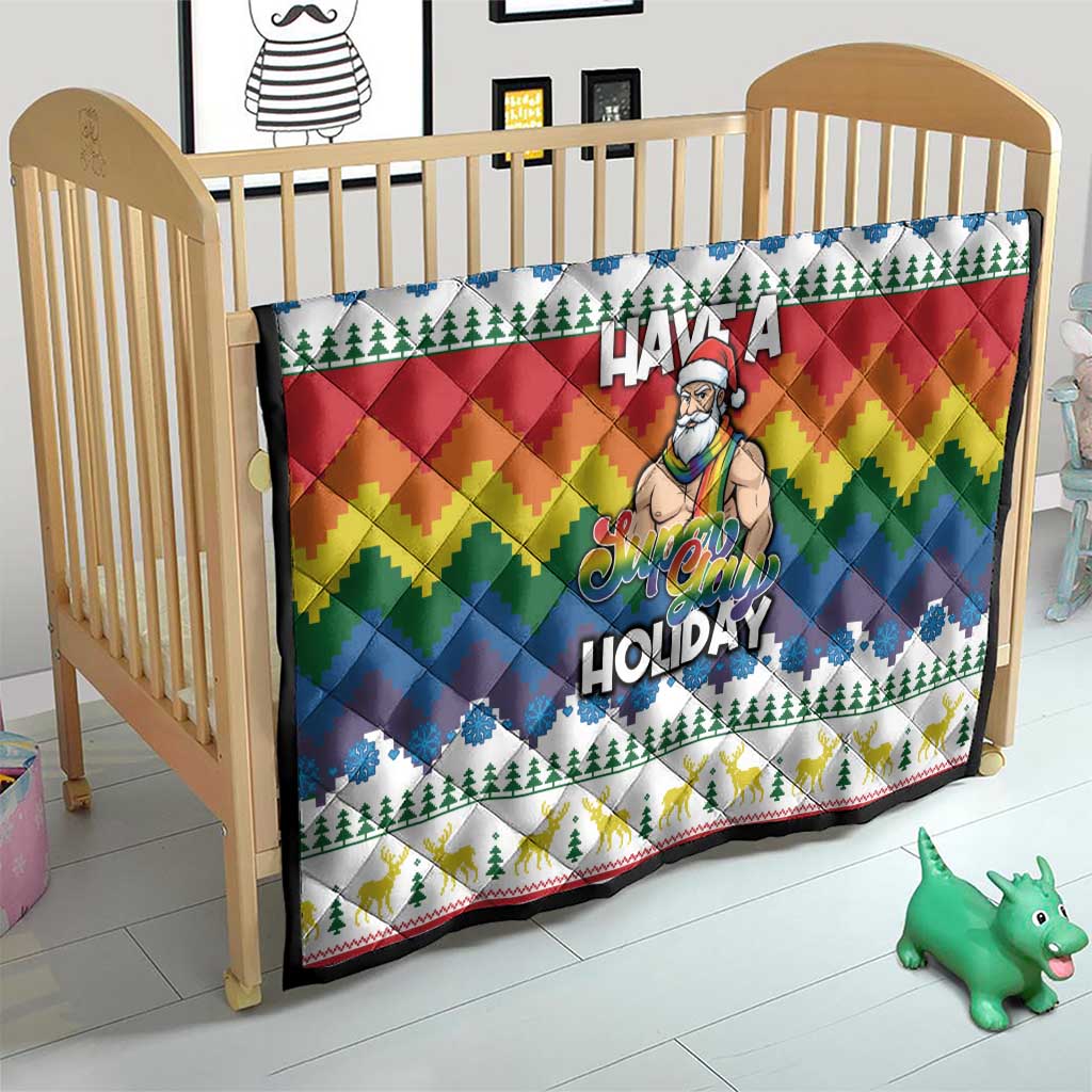 Have A Super Gay Holiday Christmas Quilt Xmas Holiday Patterns - Wonder Print Shop