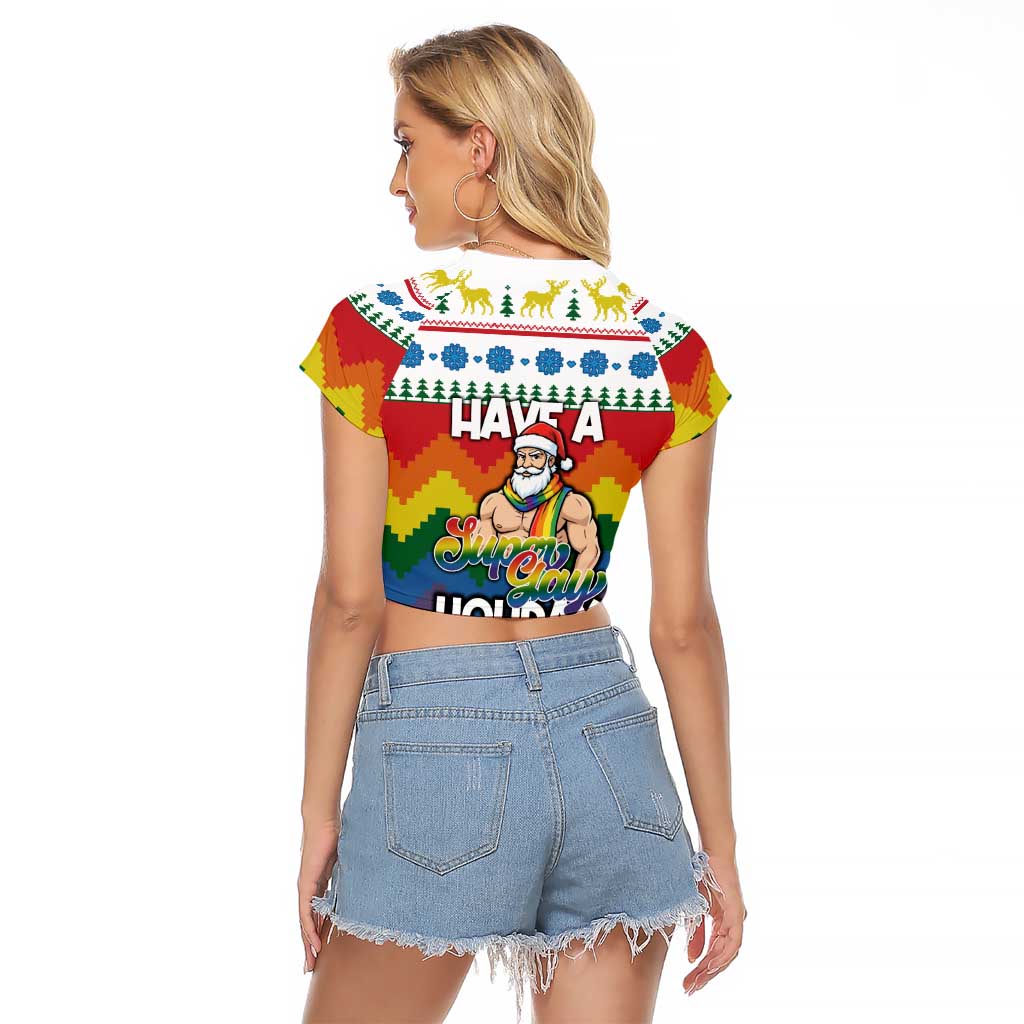 Have A Super Gay Holiday Christmas Raglan Cropped T Shirt Xmas Holiday Patterns - Wonder Print Shop