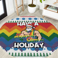 Have A Super Gay Holiday Christmas Round Carpet Xmas Holiday Patterns - Wonder Print Shop