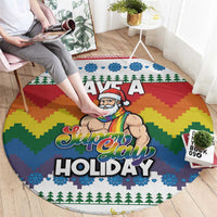 Have A Super Gay Holiday Christmas Round Carpet Xmas Holiday Patterns - Wonder Print Shop