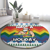 Have A Super Gay Holiday Christmas Round Carpet Xmas Holiday Patterns - Wonder Print Shop