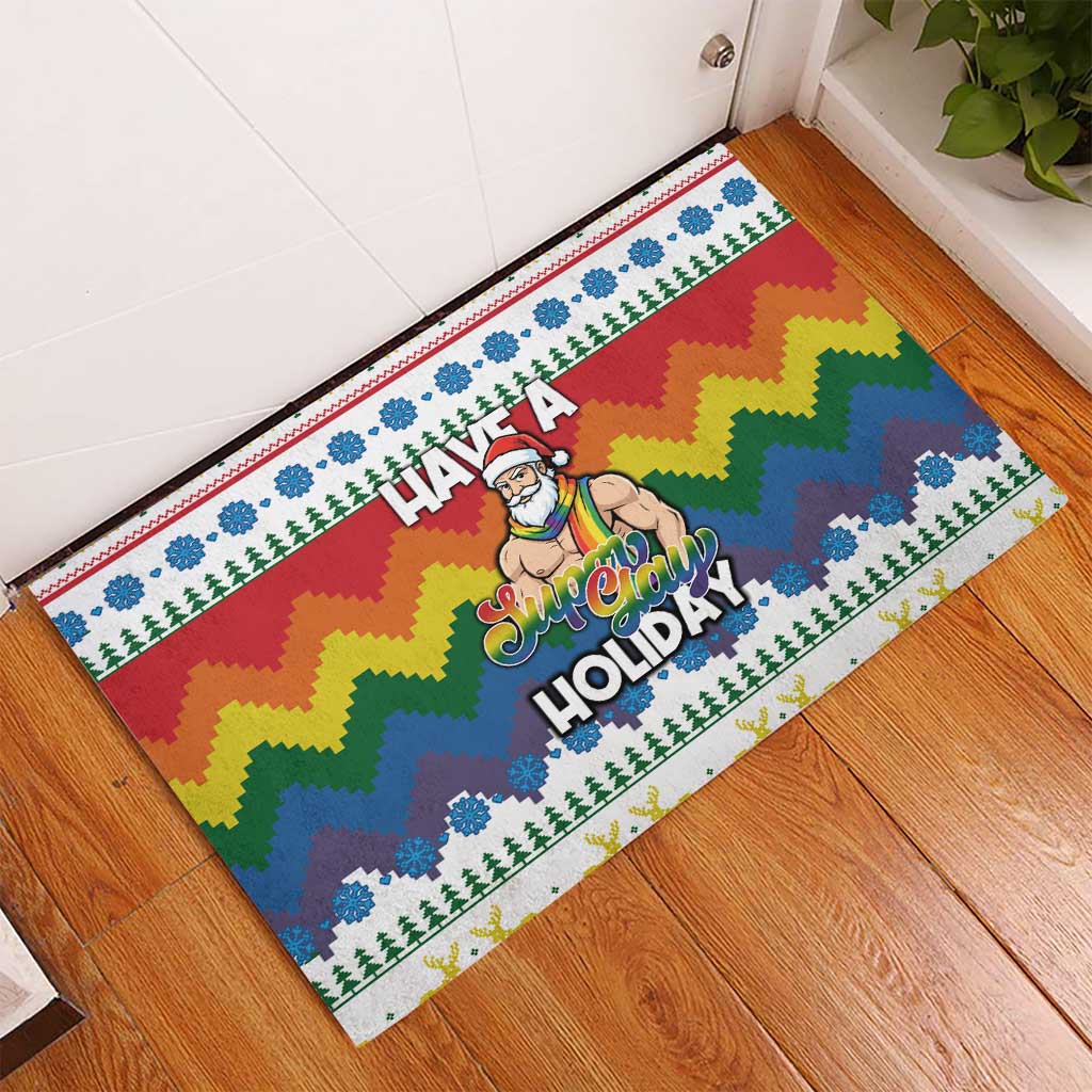 Have A Super Gay Holiday Christmas Rubber Doormat Xmas Holiday Patterns - Wonder Print Shop