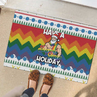 Have A Super Gay Holiday Christmas Rubber Doormat Xmas Holiday Patterns - Wonder Print Shop