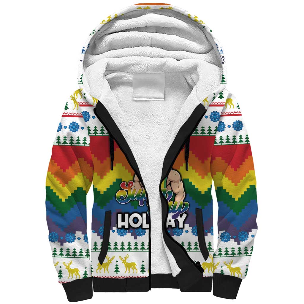 Have A Super Gay Holiday Christmas Sherpa Hoodie Xmas Holiday Patterns - Wonder Print Shop