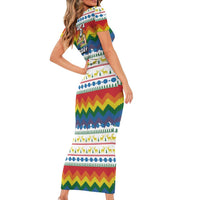 Have A Super Gay Holiday Christmas Short Sleeve Bodycon Dress Xmas Holiday Patterns - Wonder Print Shop