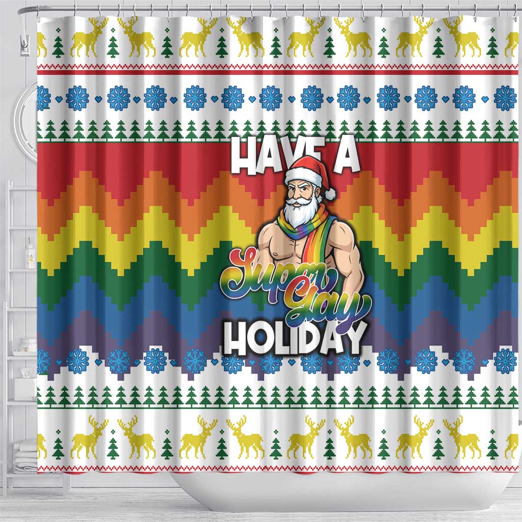 Have A Super Gay Holiday Christmas Shower Curtain Xmas Holiday Patterns - Wonder Print Shop