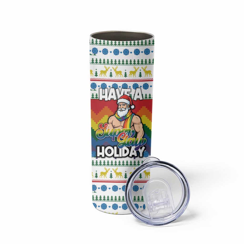 Have A Super Gay Holiday Christmas Skinny Tumbler Xmas Holiday Patterns - Wonder Print Shop
