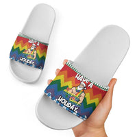Have A Super Gay Holiday Christmas Slide Sandals Xmas Holiday Patterns - Wonder Print Shop