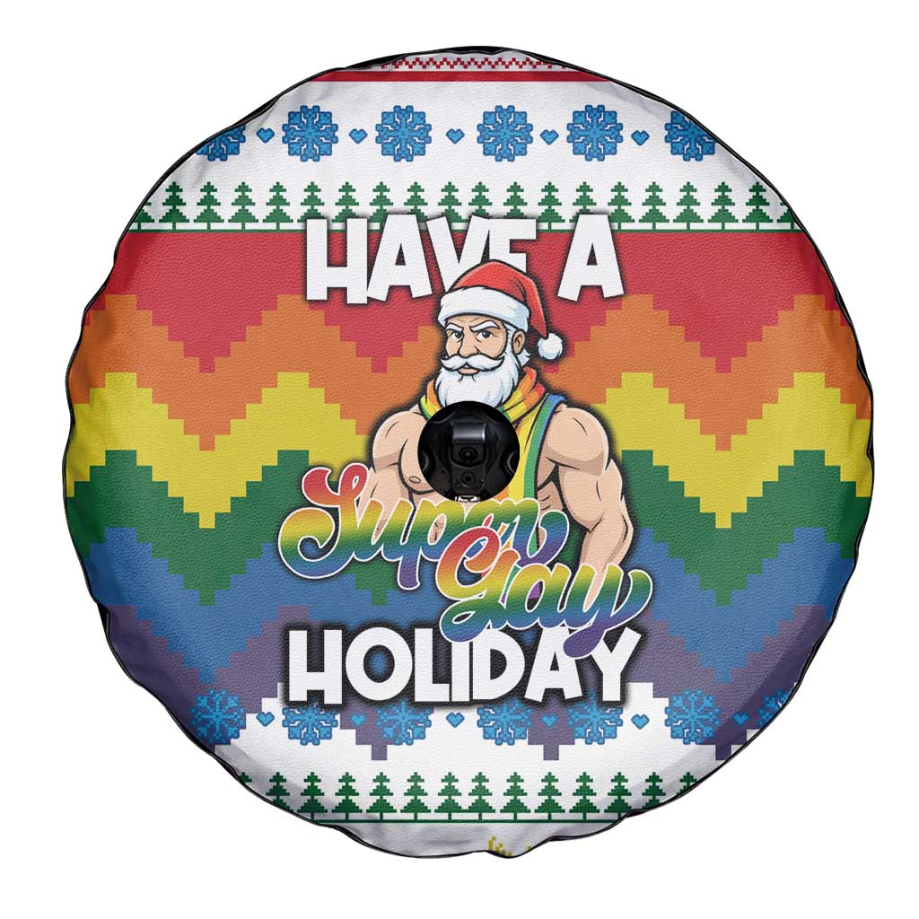 Have A Super Gay Holiday Christmas Spare Tire Cover Xmas Holiday Patterns - Wonder Print Shop