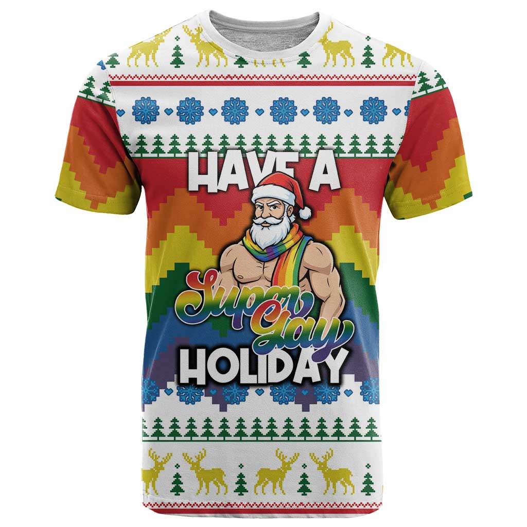 Have A Super Gay Holiday Christmas T Shirt Xmas Holiday Patterns - Wonder Print Shop