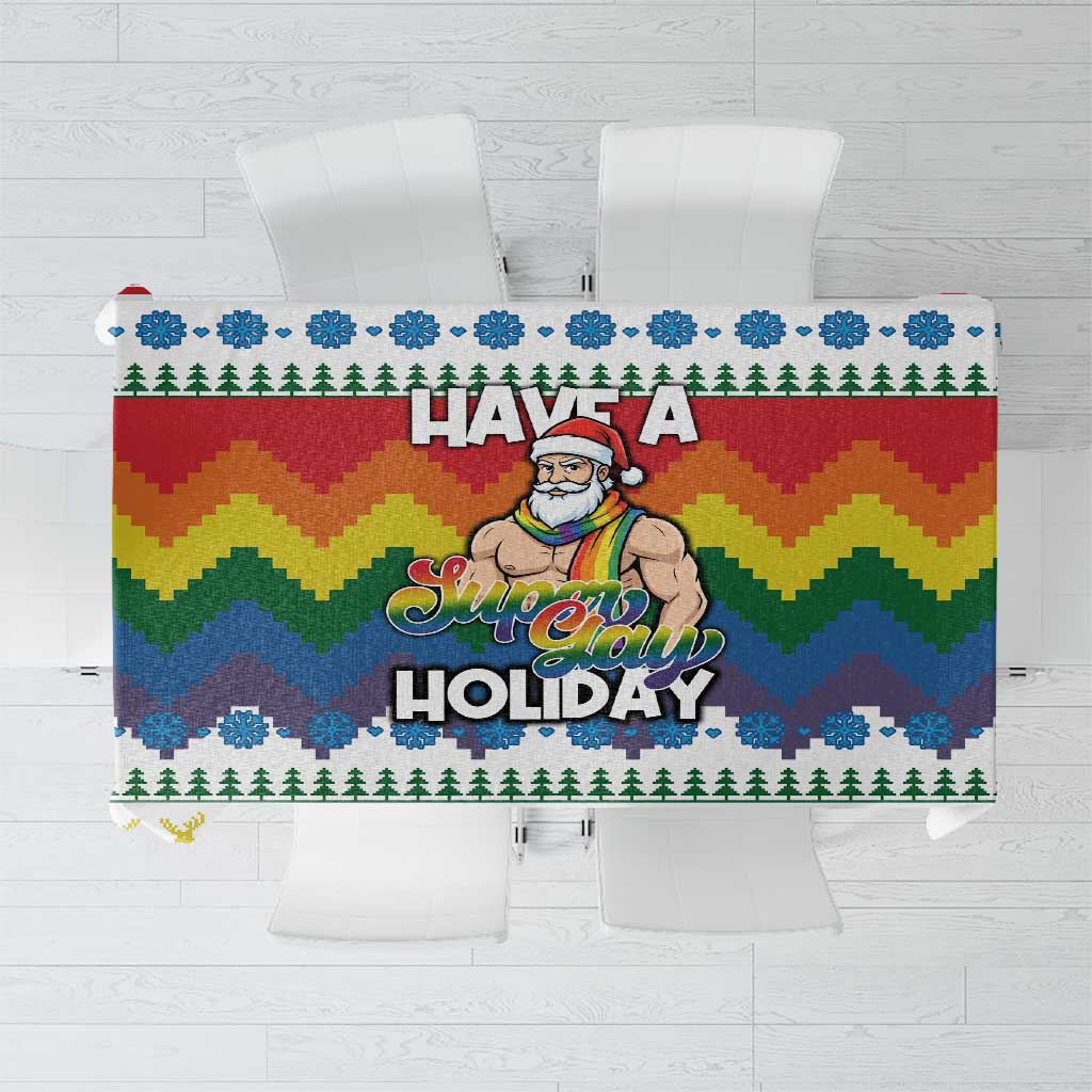 Have A Super Gay Holiday Christmas Tablecloth Xmas Holiday Patterns - Wonder Print Shop