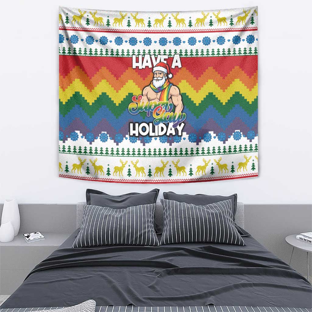 Have A Super Gay Holiday Christmas Tapestry Xmas Holiday Patterns - Wonder Print Shop