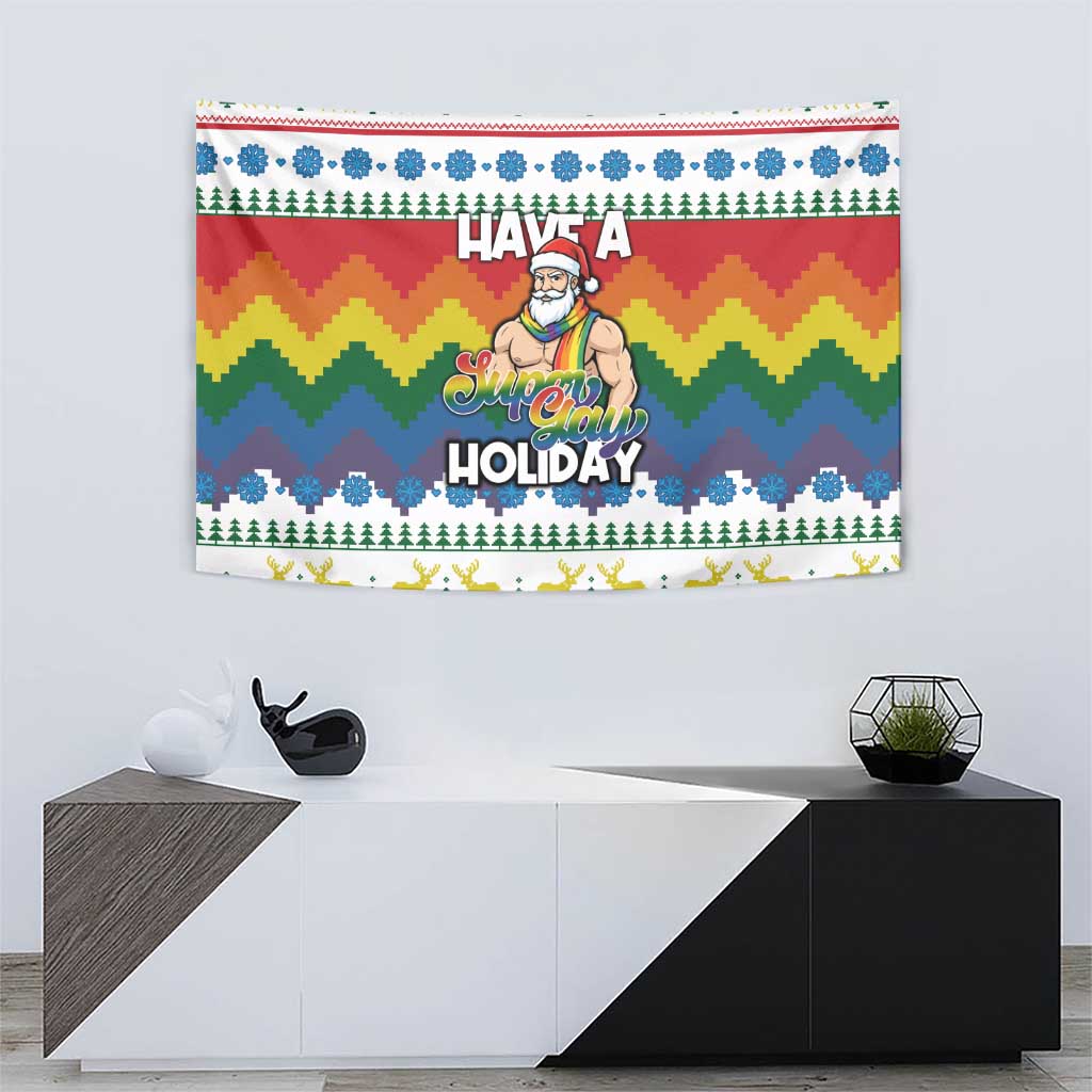 Have A Super Gay Holiday Christmas Tapestry Xmas Holiday Patterns - Wonder Print Shop