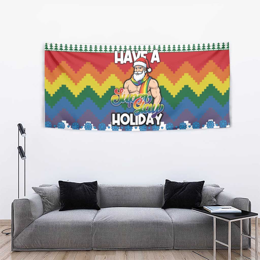 Have A Super Gay Holiday Christmas Tapestry Xmas Holiday Patterns - Wonder Print Shop