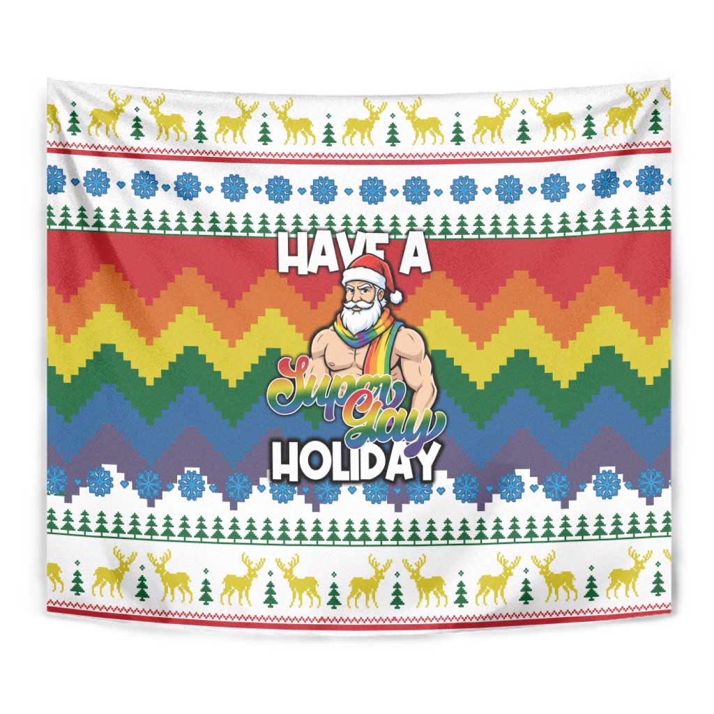 Have A Super Gay Holiday Christmas Tapestry Xmas Holiday Patterns - Wonder Print Shop