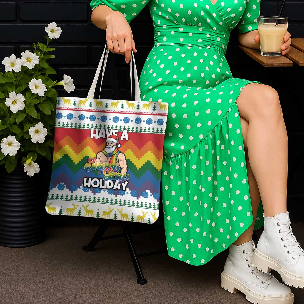 Have A Super Gay Holiday Christmas Tote Bag Xmas Holiday Patterns - Wonder Print Shop