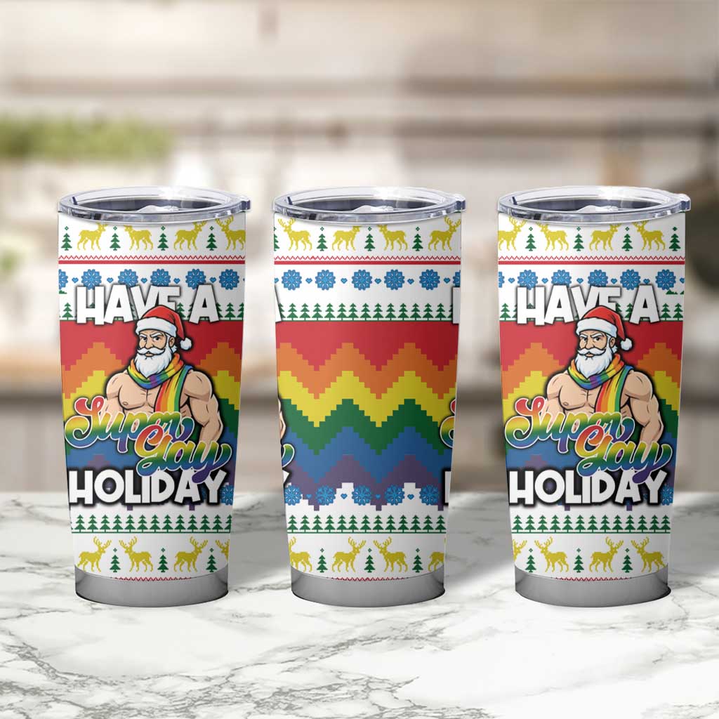 Have A Super Gay Holiday Christmas Tumbler Cup Xmas Holiday Patterns - Wonder Print Shop