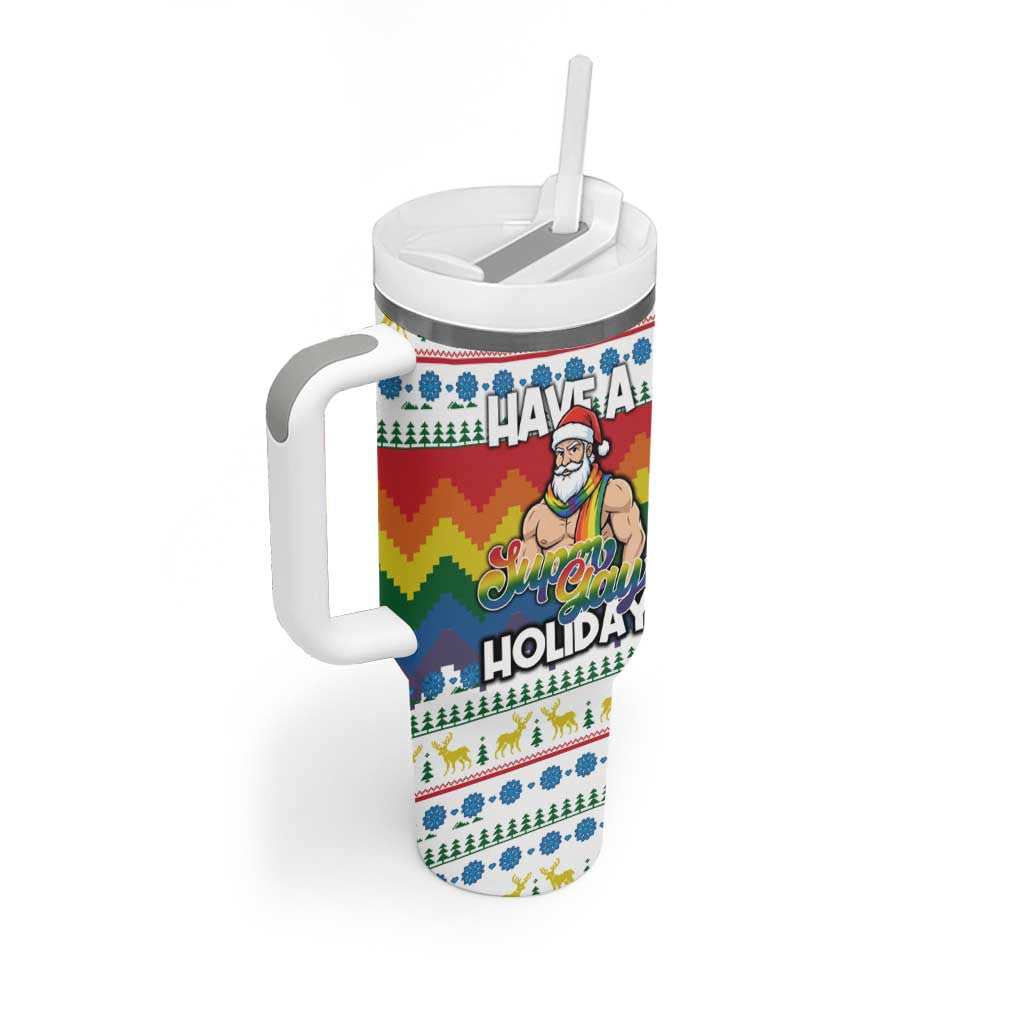 Have A Super Gay Holiday Christmas Tumbler With Handle Xmas Holiday Patterns - Wonder Print Shop