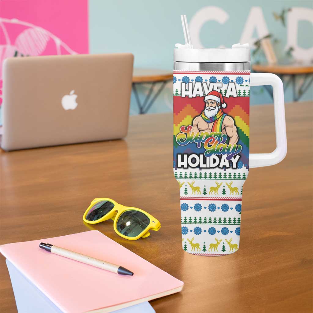 Have A Super Gay Holiday Christmas Tumbler With Handle Xmas Holiday Patterns - Wonder Print Shop
