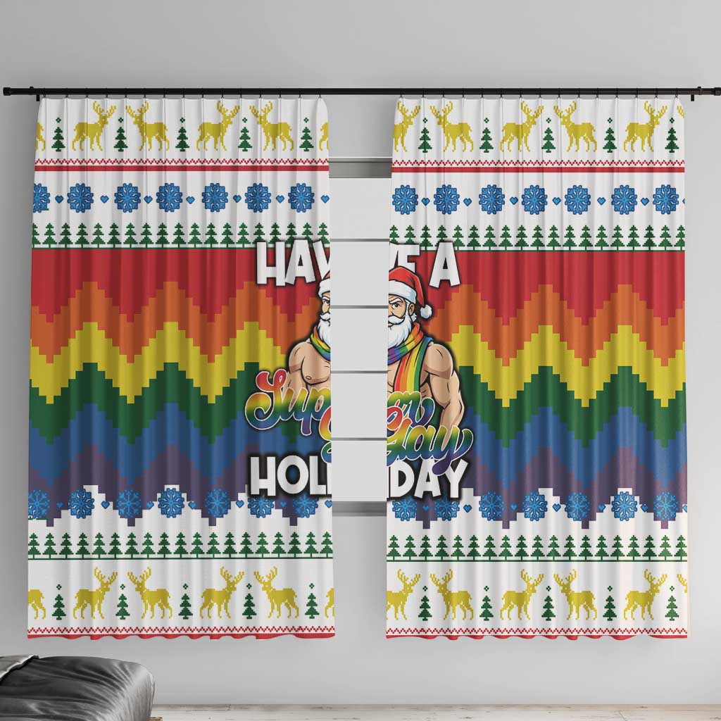 Have A Super Gay Holiday Christmas Window Curtain Xmas Holiday Patterns - Wonder Print Shop