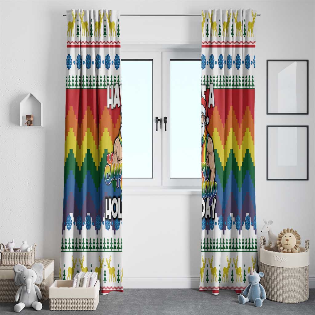 Have A Super Gay Holiday Christmas Window Curtain Xmas Holiday Patterns - Wonder Print Shop