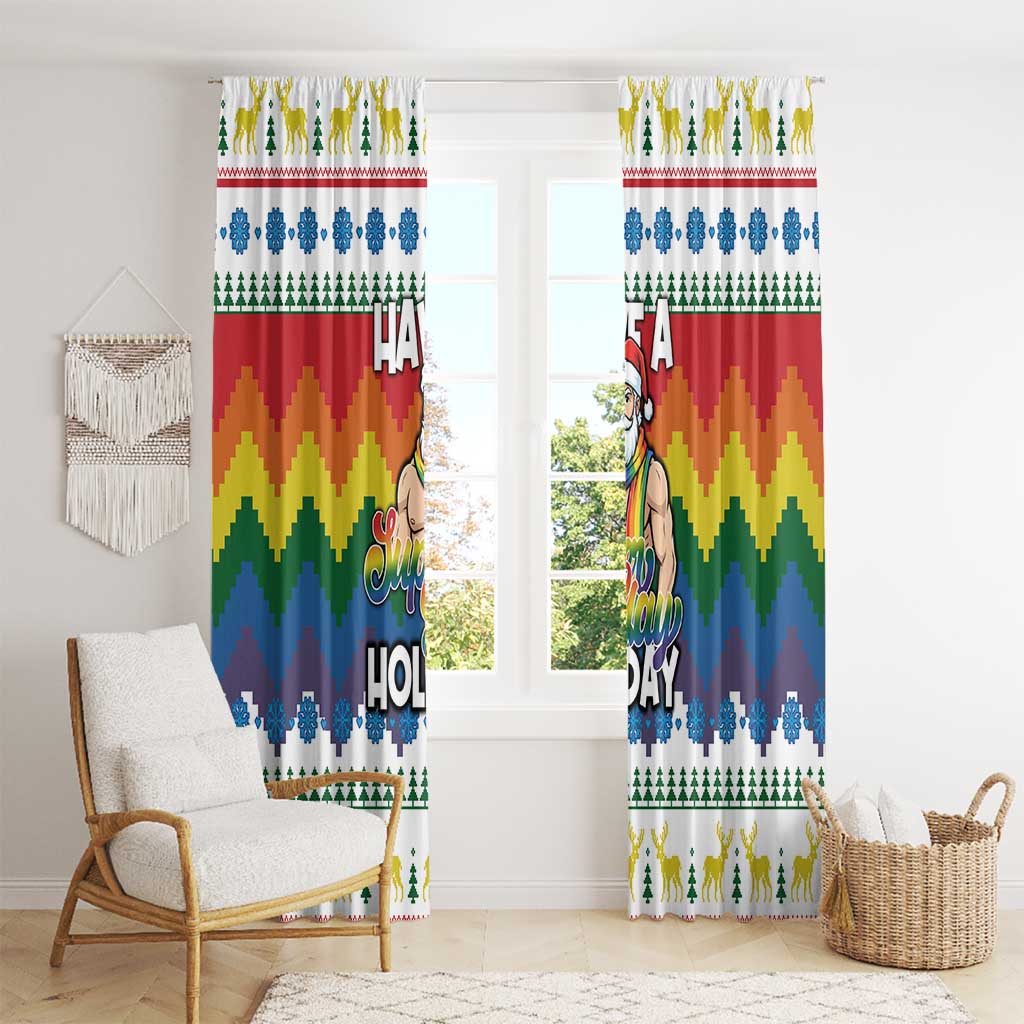 Have A Super Gay Holiday Christmas Window Curtain Xmas Holiday Patterns - Wonder Print Shop