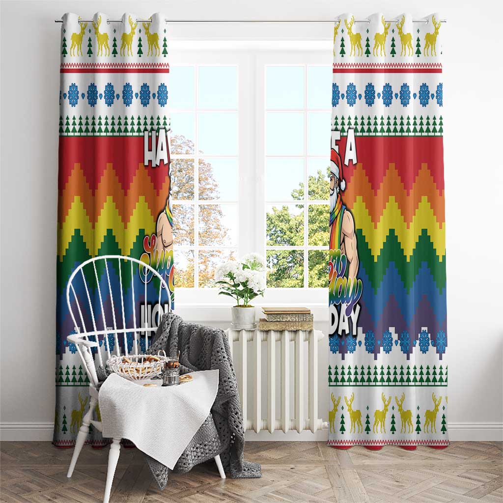 Have A Super Gay Holiday Christmas Window Curtain Xmas Holiday Patterns - Wonder Print Shop