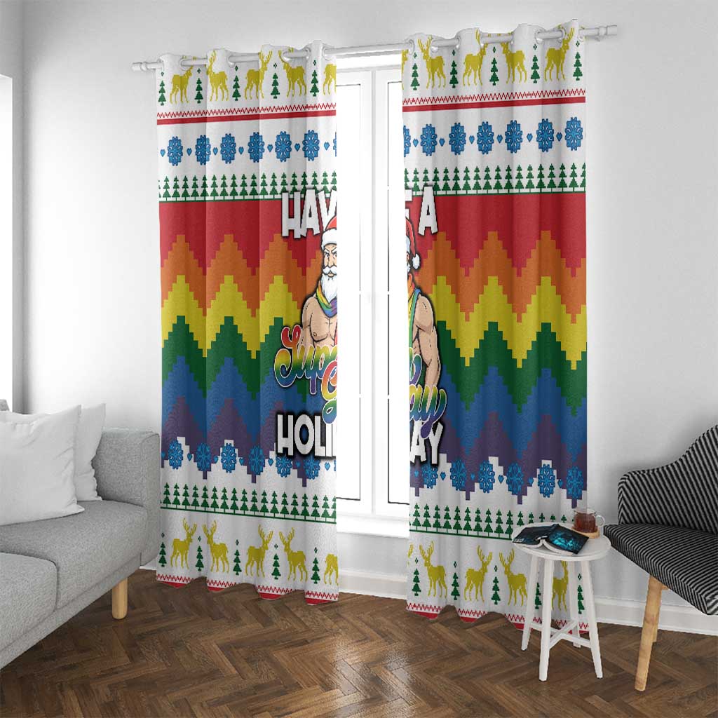 Have A Super Gay Holiday Christmas Window Curtain Xmas Holiday Patterns - Wonder Print Shop