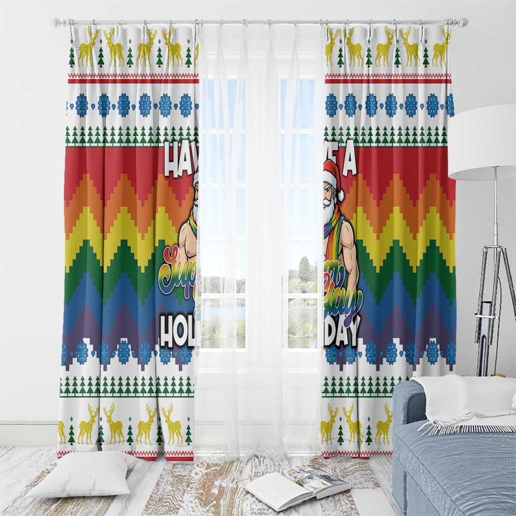 Have A Super Gay Holiday Christmas Window Curtain Xmas Holiday Patterns - Wonder Print Shop