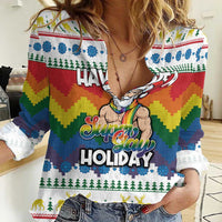 Have A Super Gay Holiday Christmas Women Casual Shirt Xmas Holiday Patterns - Wonder Print Shop