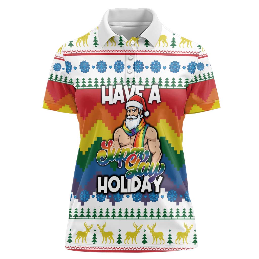 Have A Super Gay Holiday Christmas Women Polo Shirt Xmas Holiday Patterns - undefined