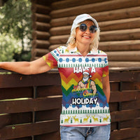 Have A Super Gay Holiday Christmas Women Polo Shirt Xmas Holiday Patterns - undefined