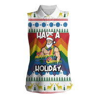 Have A Super Gay Holiday Christmas Women Sleeveless Polo Shirt Xmas Holiday Patterns - Wonder Print Shop