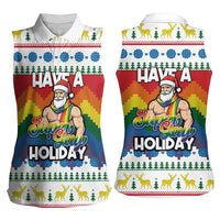 Have A Super Gay Holiday Christmas Women Sleeveless Polo Shirt Xmas Holiday Patterns - Wonder Print Shop