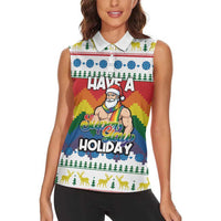 Have A Super Gay Holiday Christmas Women Sleeveless Polo Shirt Xmas Holiday Patterns - Wonder Print Shop