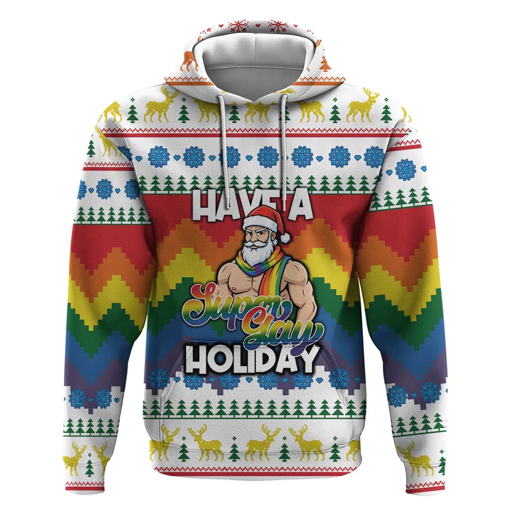Have A Super Gay Holiday Christmas Zip Hoodie Xmas Holiday Patterns - Wonder Print Shop