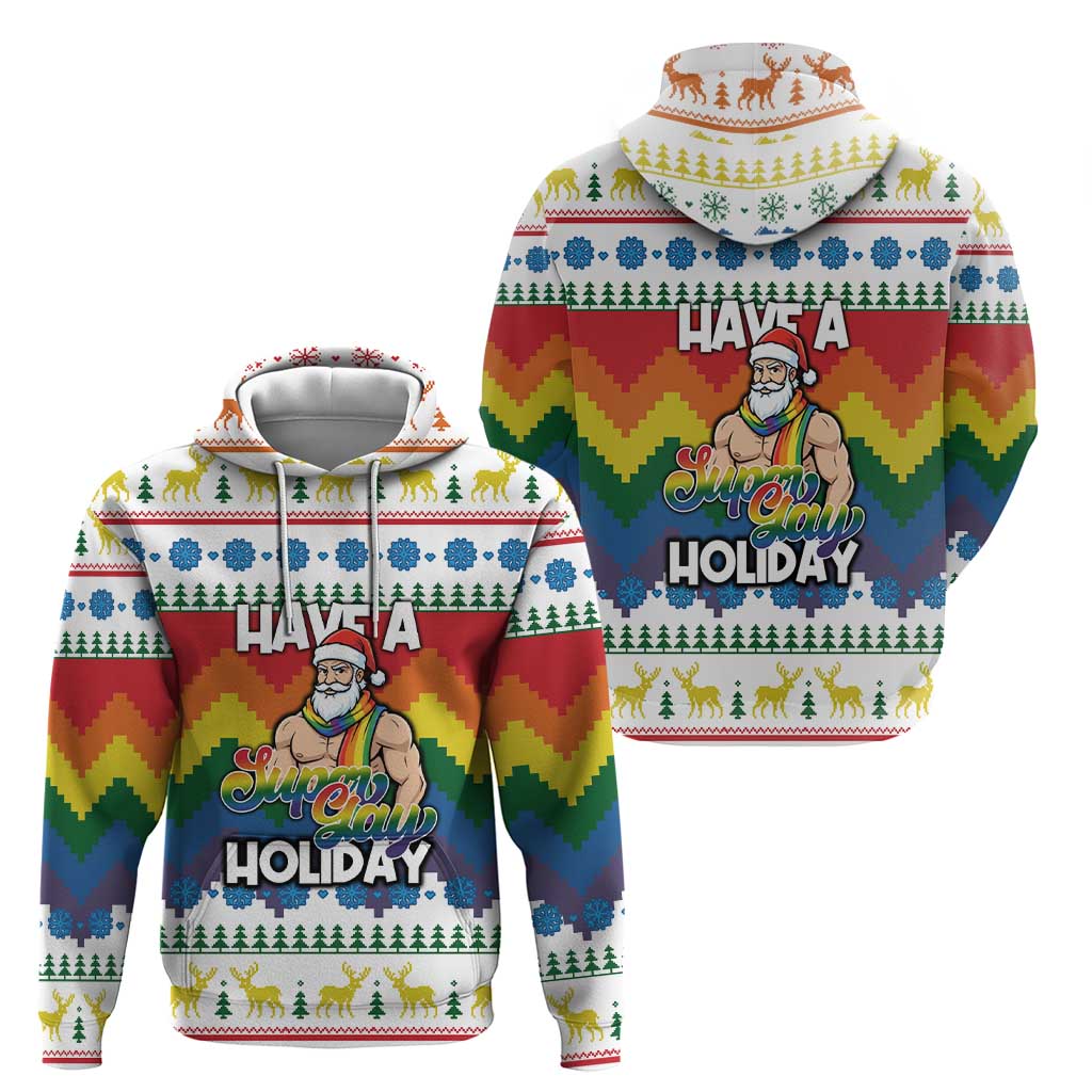Have A Super Gay Holiday Christmas Zip Hoodie Xmas Holiday Patterns - Wonder Print Shop