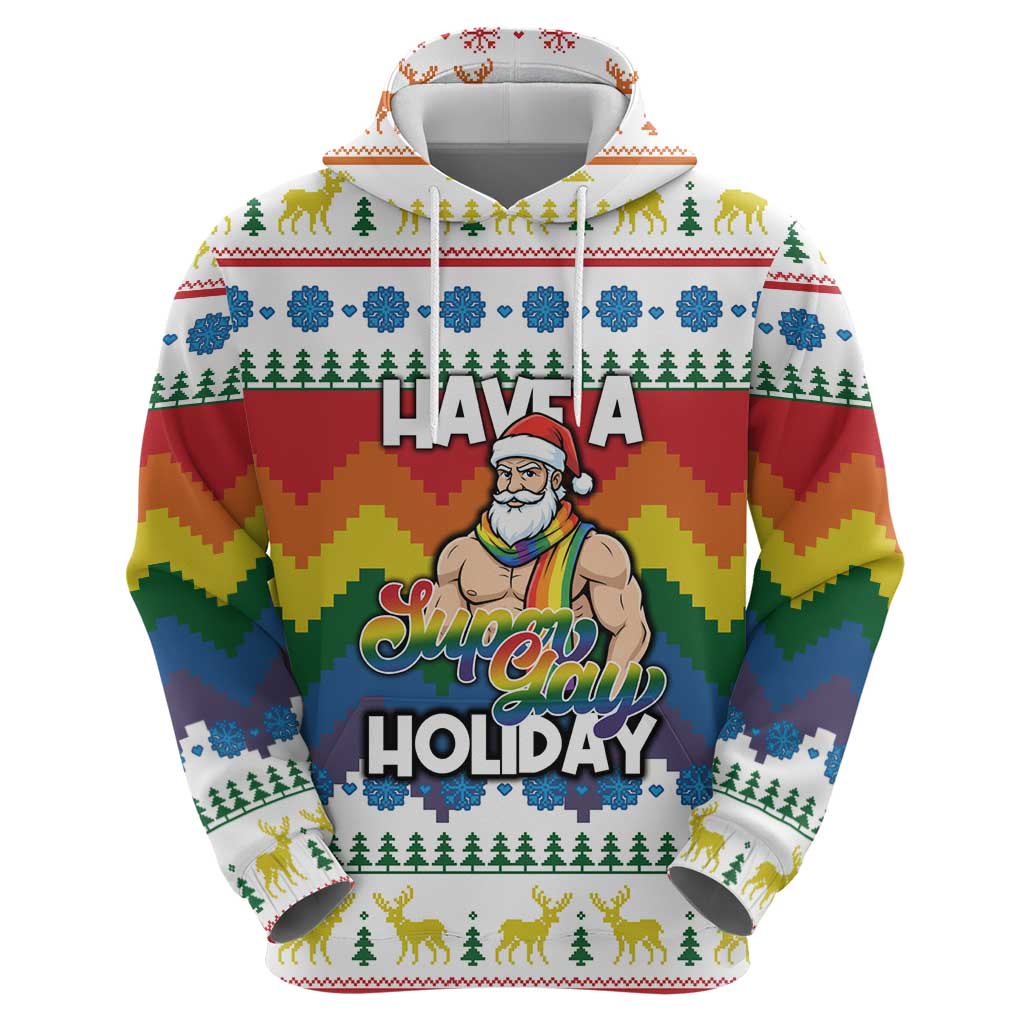 Have A Super Gay Holiday Christmas Zip Hoodie Xmas Holiday Patterns - Wonder Print Shop