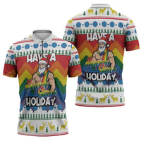 Have A Super Gay Holiday Christmas Zipper Polo Shirt Xmas Holiday Patterns - Wonder Print Shop
