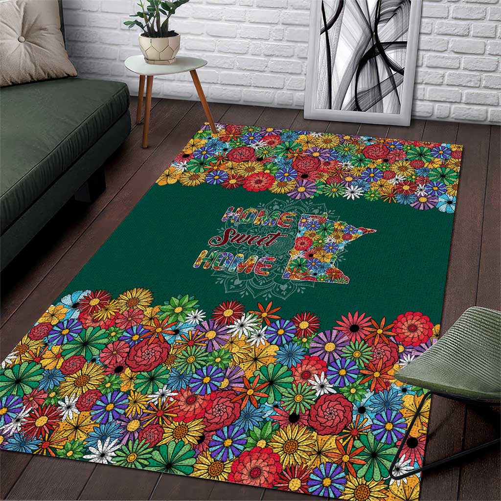 Home Sweet Home Minnesota Flower Xmas Christmas Area Rug Xmas Holiday Patterns - Wonder Print Shop