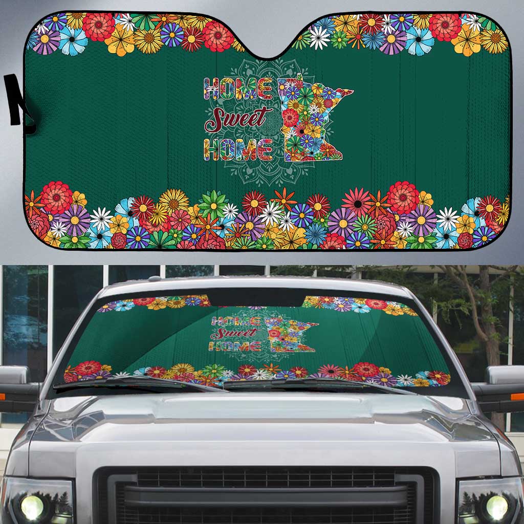 Home Sweet Home Minnesota Flower Xmas Christmas Auto Sun Shade Xmas Holiday Patterns - Wonder Print Shop