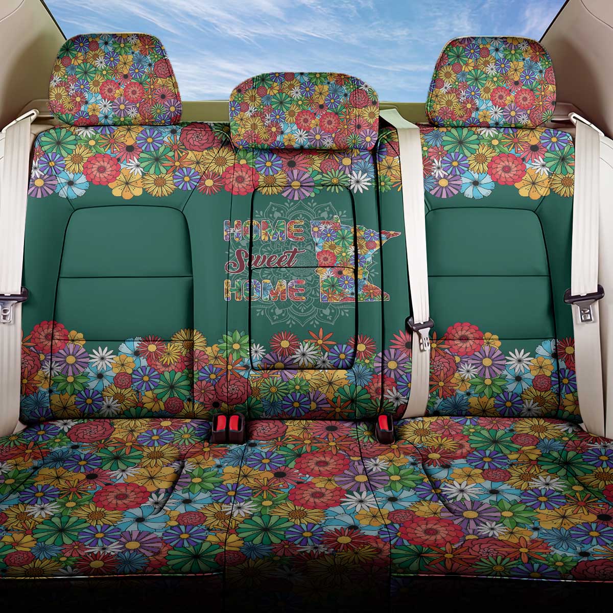 Home Sweet Home Minnesota Flower Xmas Christmas Back Car Seat Cover Xmas Holiday Patterns - Wonder Print Shop