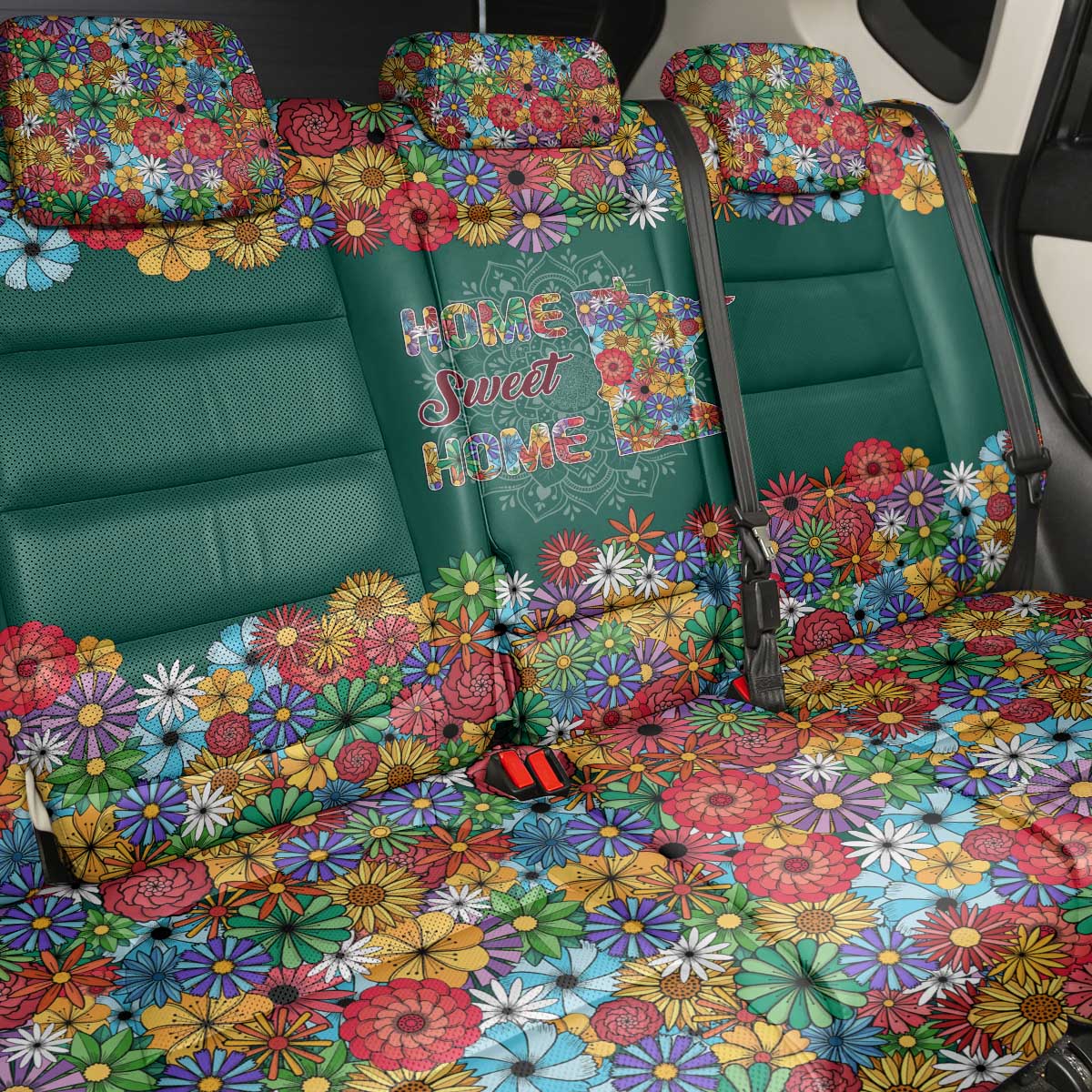 Home Sweet Home Minnesota Flower Xmas Christmas Back Car Seat Cover Xmas Holiday Patterns - Wonder Print Shop