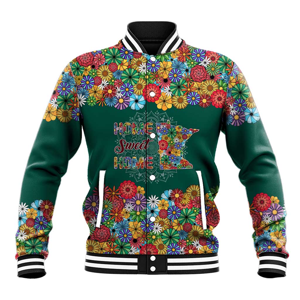 Home Sweet Home Minnesota Flower Xmas Christmas Baseball Jacket Xmas Holiday Patterns - Wonder Print Shop
