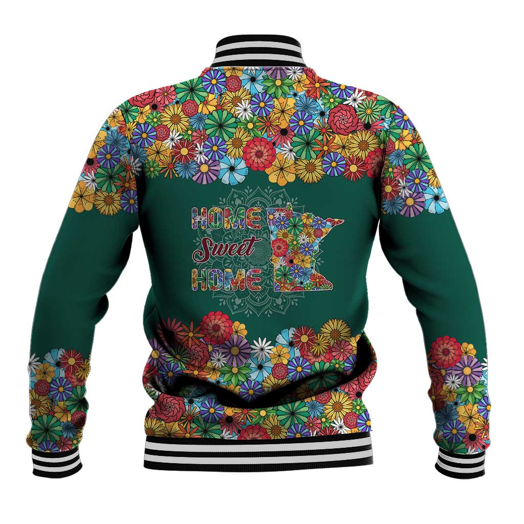 Home Sweet Home Minnesota Flower Xmas Christmas Baseball Jacket Xmas Holiday Patterns - Wonder Print Shop