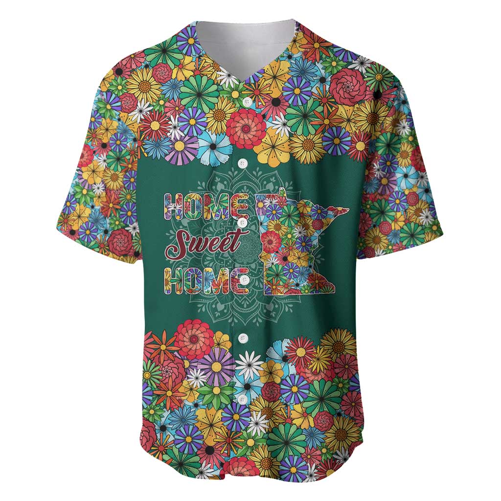 Home Sweet Home Minnesota Flower Xmas Christmas Baseball Jersey Xmas Holiday Patterns - Wonder Print Shop