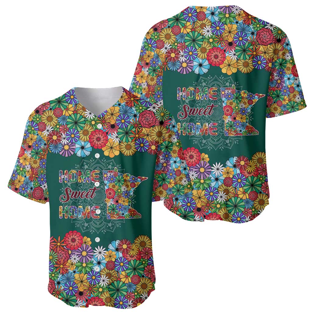 Home Sweet Home Minnesota Flower Xmas Christmas Baseball Jersey Xmas Holiday Patterns - Wonder Print Shop