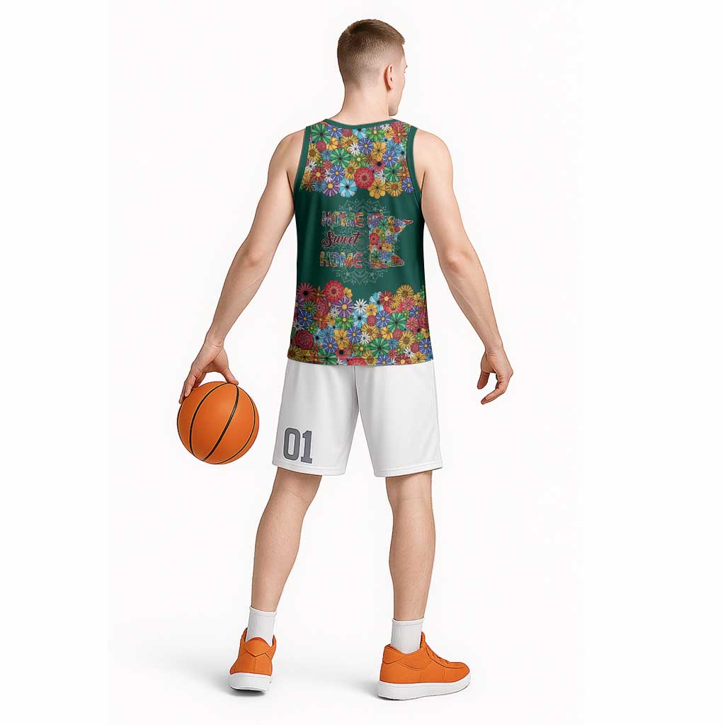 Home Sweet Home Minnesota Flower Xmas Christmas Basketball Jersey Xmas Holiday Patterns - Wonder Print Shop