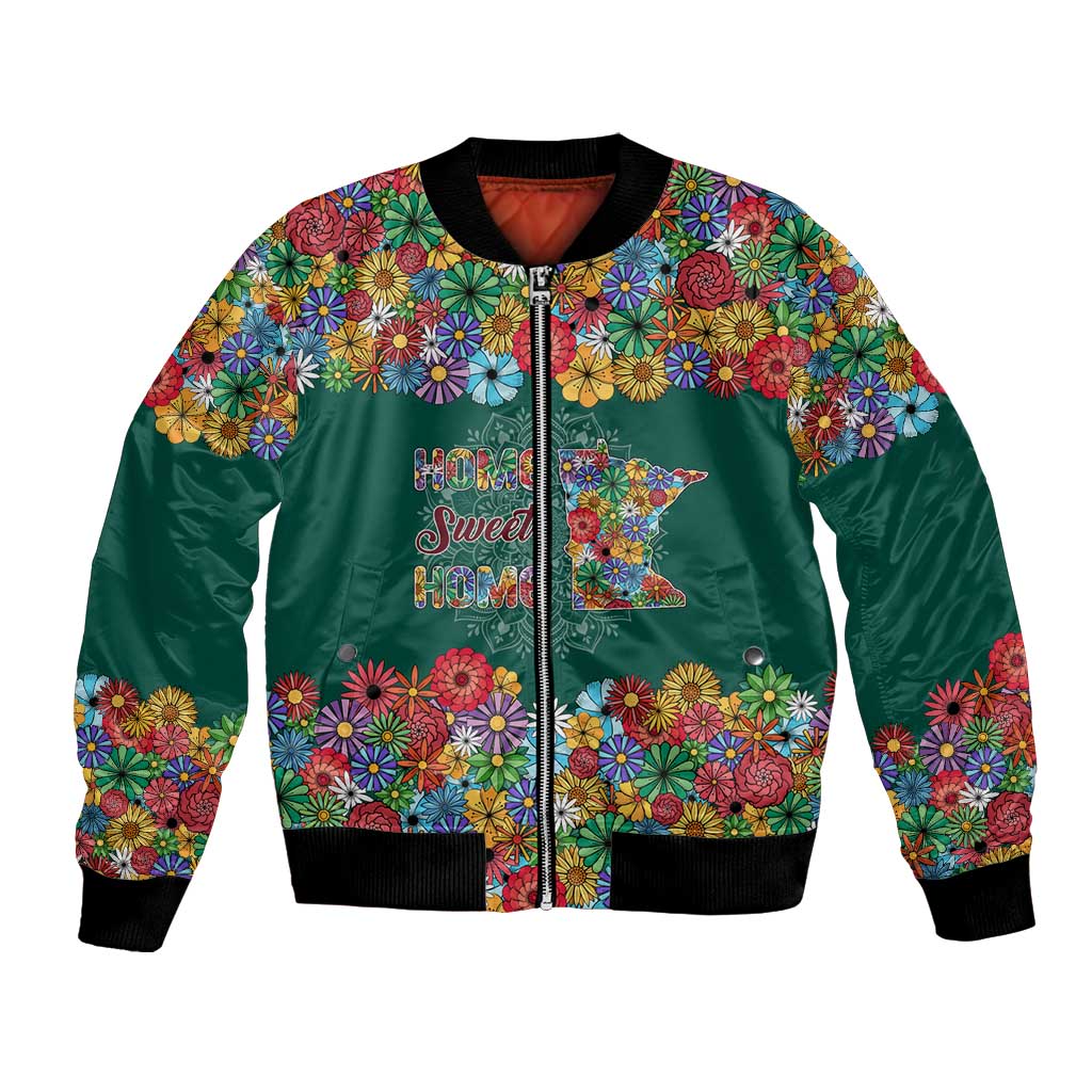 Home Sweet Home Minnesota Flower Xmas Christmas Bomber Jacket Xmas Holiday Patterns - Wonder Print Shop